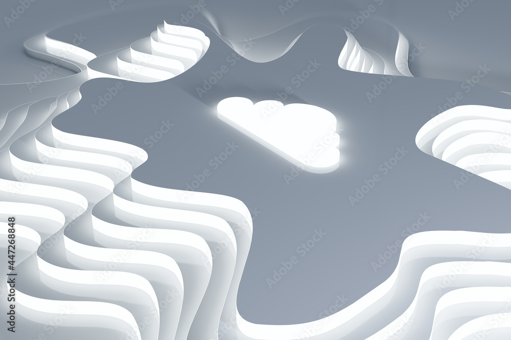 Poster Abstract 3d rendering cloud illustrarion on white backdrop. Design concept.