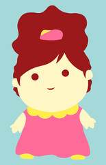 Cartoon cute girl small child stands vector isolated illustration