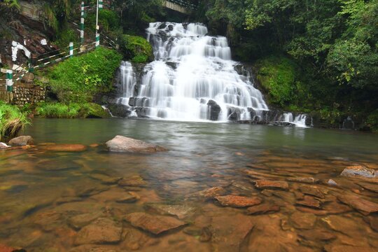 Elephant Falls a three-tier waterfall in Shillong, Meghalaya, India. 3rd Layer in Photo