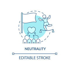 Neutrality and untimilitary tendencies concept icon. Humantarian aid and antiwar position abstract idea thin line illustration. Vector isolated outline color drawing. Editable stroke