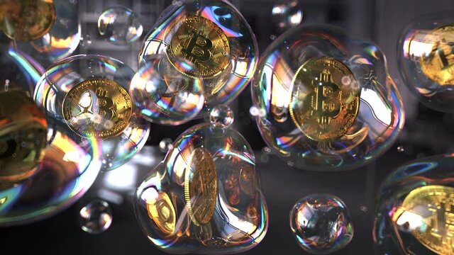 4k video Bitcoin Soap Bubble. Prores 4444