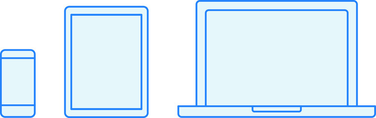 Phone Tablet and Laptop icon vector illustration transparent background. Pixel Perfect.