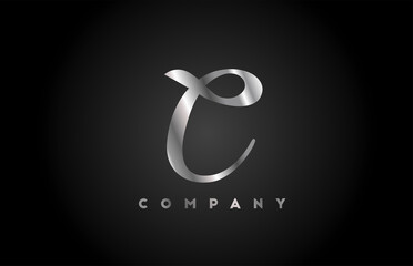 Metal grey C alphabet letter logo icon for branding. Creative company design for lettering and corporate