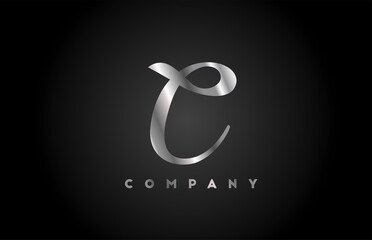 Obraz premium Metal grey C alphabet letter logo icon for branding. Creative company design for lettering and corporate