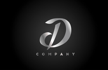 Obraz premium Metal grey D alphabet letter logo icon for branding. Creative company design for lettering and corporate