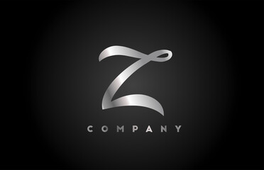 Metal grey Z alphabet letter logo icon for branding. Creative company design for lettering and corporate