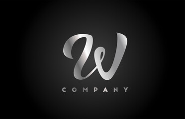 Metal grey W alphabet letter logo icon for branding. Creative company design for lettering and corporate