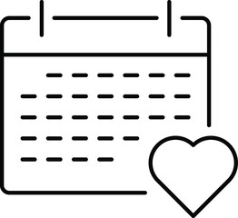 Calendar Love Date Line Icon. Contains such Icons as Appointment, Date Settings, Working Schedule and more. Vector illustration transparent background. Pixel Perfect.