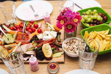 Table full of food - Baby shower