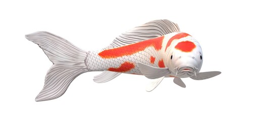 3d koi carp fish on a white background