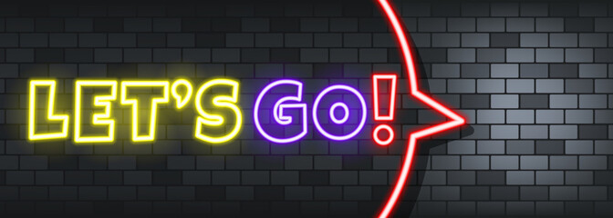 Let is go neon text on the stone background. Let is go. For business, marketing and advertising. Vector on isolated background. EPS 10
