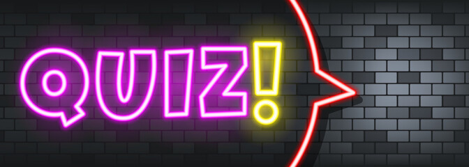 Quiz neon text on the stone background. Quiz. For business, marketing and advertising. Vector on isolated background. EPS 10