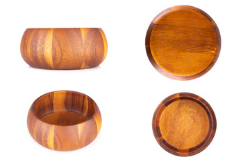 cup bowl wood isolated on white background