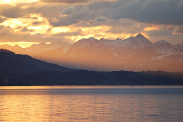 sunset over the lake