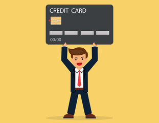 Businessman  holding his credit card. financial management concept