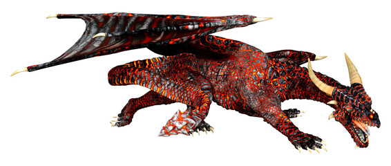 3D Rendering Fairy Tale Dragon on White