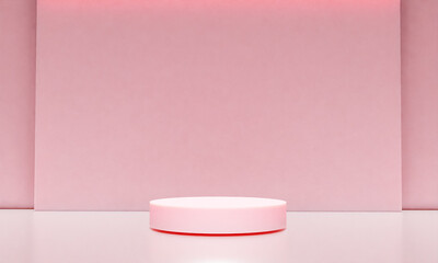 Scene with pink color podium for mock up presentation in minimalism style with copy space, 3d render abstract background