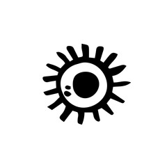 Bacteria, virus, medicine. Black ink vector illustration. Witch element. Halloween design. Isolated on white background.