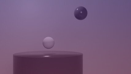 3D illustration. 3d render, abstract geometric background, multicolored balloons, primitive shapes, minimalist design