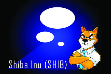 Shiba inu (SHIB) face character , doge coins crypto currency with dark background. for web, banner, sign, wallpaper, etc. vector eps10