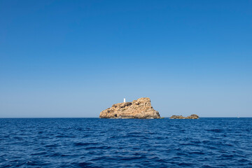 The rocky coastline of El Toro Marine Reserve in Mallorca, Spain