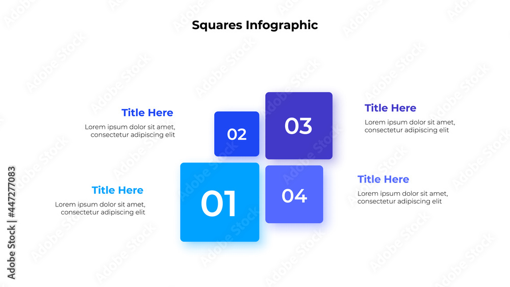 Aufkleber four infographics squares. template for business presentation. vector info graphic design illustrati