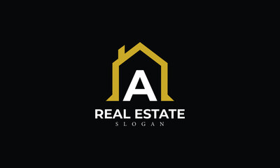 Alphabet A Real Estate Monogram Vector Logo Design, Letter A House Icon Template