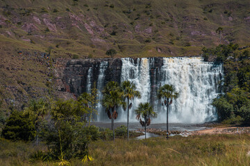 waterfall in the mountains
