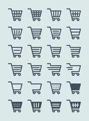 shopping cart set of icons e-commerce 