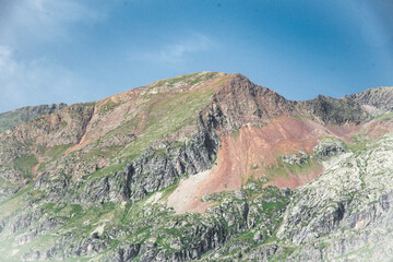 Meadows, lakes, rivers, woods  and mountains  in the Aragonese Pyrenees bordering the French border