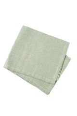 Green textile napkin isolated on white background.