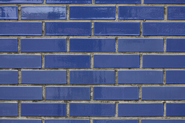Glossy Blue Brick Wall