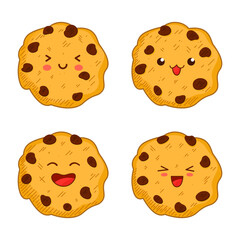 Set of biscuits character logo design template