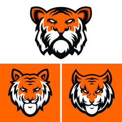 collection of head tigers logo design template