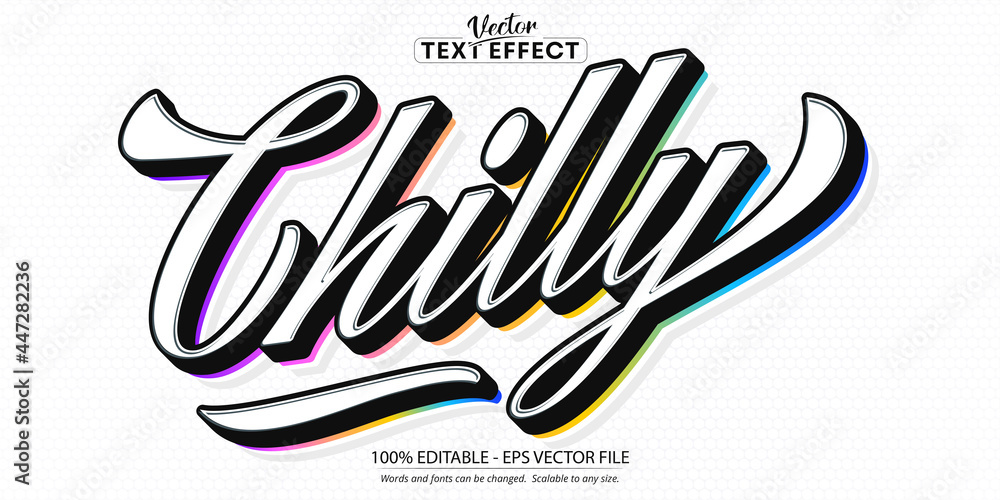 Wall mural chilly text graphic styles, colorful minimalistic style editable font and text effect
