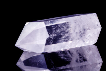Macro mineral stone Crystal rock crystal on a black background