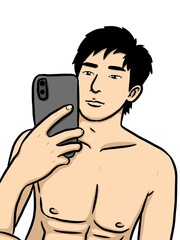 Fototapeta premium cute man cartoon on white background