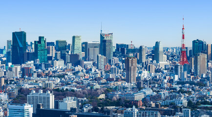 Fototapeta premium 東京 青空と都市風景 