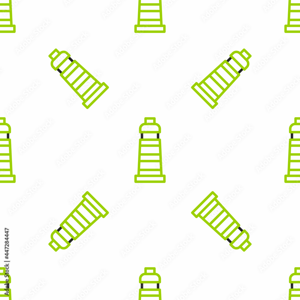 Poster line lighthouse icon isolated seamless pattern on white background. vector