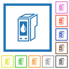 Ink cartridge outline flat framed icons