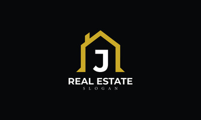 Alphabet J Real Estate Monogram Vector Logo Design, Letter J House Icon Template