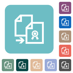 Copy certificate rounded square flat icons