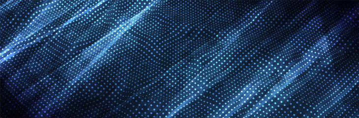 Futuristic blue background. 3d dot pattern. Technology vector illustration