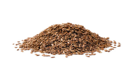 Pile of flax seeds isolated on a white