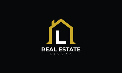 Alphabet L Real Estate Monogram Vector Logo Design, Letter L House Icon Template