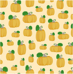 pattern pumpkins seamless vector plants color handmade pattern autumn food berries vegetables bright background wallpaper wrapper halloween holiday for printing on paper and fabric orange