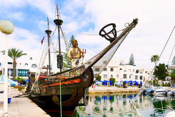 Pirate ship in port of El Kantaoui, Tunisia