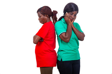 two beautiful mature women sad.