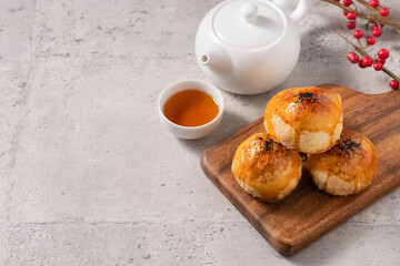 Moon cake yolk pastry for Mid-Autumn Festival holiday.