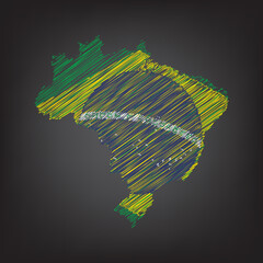 Scribble map of Brazil. Sketch Country map colors for infographic , brochures and presentations. Vector illustration eps 10.